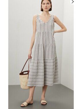 marine layer maeve maxi dress Women's Maeve Maxi Dress | Cream Windowpane